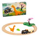 Drevená vláčikodráha Dinosaurus Circle Set BRIO vláčik s vozňom a 1 figúrka dinosaura s magnetom 12 dielov od 3 rokov BRIO0981