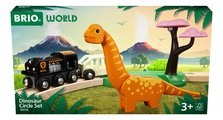 Drevená vláčikodráha Dinosaurus Circle Set BRIO vláčik s vozňom a 1 figúrka dinosaura s magnetom 12 dielov od 3 rokov BRIO0981