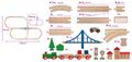 Drevená vláčikodráha Train Set with Bridge Eichhorn s rušňom 2 vozňami mostom a doplnkami 55 dielov 500 cm dĺžka koľajníc