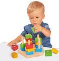 Drevená skladačka veža Stacking Toy Eichhorn s 5 rôznymi farebnými tvarmi 21 dielov od 12 mes