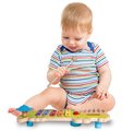 Drevený xylofón krokodíl Musictable Eichhorn s kladivkom 5 rôznych tónov od 12 mes