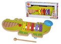 Drevený xylofón krokodíl Musictable Eichhorn s kladivkom 5 rôznych tónov od 12 mes