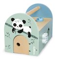 Drevený didaktický domček Panda Shape Box Eichhorn s 8 vkladacími kockami a dverami od 12 mes