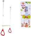 Drevená hrazda a kruhy na cvičenie Outdoor Gym Set 2in1 Eichhorn výškovo nastaviteľná 110-160 cm nosnosť 60 kg