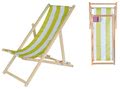 Drevené lehátko pre deti Outdoor Kids Sunchair Eichhorn s pásikavým poťahom skladacie s UV filtrom nosnosť 40 kg