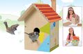 Drevená vtáčia búdka Outdoor Birdhouse Eichhorn Poskladaj a vymaľuj - so štetcom a farbami od 6 rokov