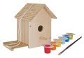Drevená vtáčia búdka Outdoor Birdhouse Eichhorn Poskladaj a vymaľuj - so štetcom a farbami od 6 rokov