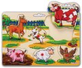 Drevené puzzle Pin Puzzle Eichhorn 6 vkladacích tvarov s obrázkami zvieratká vozidlá od 24 mes