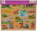 Drevené puzzle Pin Puzzle Eichhorn 21 vkladacích tvarov s obrázkami safari farma dopravné prostriedky od 24 mes