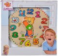Drevené didaktické puzzle hodiny Teaching Clock Eichhorn 12 vkladacích čísiel od 24 mes