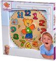 Drevené didaktické puzzle hodiny Teaching Clock Eichhorn 12 vkladacích čísiel od 24 mes