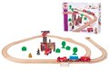 Drevená vláčikodráha s požiarnou stanicou Train Set Firestation Eichhorn s vlakom 33 dielov 235 cm dĺžka koľajníc