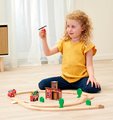 Drevená vláčikodráha s požiarnou stanicou Train Set Firestation Eichhorn s vlakom 33 dielov 235 cm dĺžka koľajníc