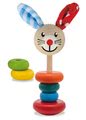 Drevený zajačik Stacking Rabbit Baby Eichhorn výška 18 cm stohovateľný s plyšovými uškami od 12 mes