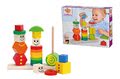 Drevená skladačka figúrky Stacking Puzzle Figures Eichhorn farebné a vzorované tvary 21 dielov od 12 mes