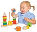 Drevená skladačka figúrky Stacking Puzzle Figures Eichhorn farebné a vzorované tvary 21 dielov od 12 mes