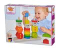 Drevená skladačka figúrky Stacking Puzzle Figures Eichhorn farebné a vzorované tvary 21 dielov od 12 mes