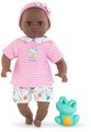 Bábika na kúpanie Baby Bath Alyzée Mon Premiere Poupon Corolle s čiernymi klipkajúcimi očami a žabou 30 cm od 18 mes