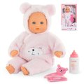 Bábika Bébé Calin Loving Teddy Bear Mon Premier Poupon Corolle s modrými klipkajúcimi očami a 2 doplnky 30 cm od 18 mes
