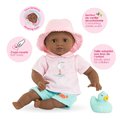 Bábika na kúpanie Baby Bath Alyzée Mon Premiere Poupon Corolle s hnedými klipkajúcimi očami a kačičkou 30 cm od 18 mes