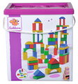 Drevené kocky farebné Coloured Wooden Blocks Eichhorn rôzne tvary 100 kusov veľkosť 25 mm od 12 mes