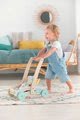 Drevené chodítko a kočík Wooden Baby Walker Pilow Corolle s mäkkým vankúšom pre bábiku od 12 mes