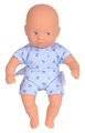 Bábika Mini Calin Blue Corolle s modrými očami a v modrých vzorovaných šatočkách 20 cm od 18 mes