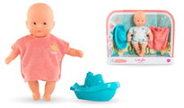 Bábika do vane Mini Bath Set Mon Premier Poupon Corolle s hnedými očami so županom a loďkou 20 cm od 18 mes