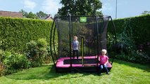 Trampolína s ochrannou sieťou Silhouette Ground Pink Exit Toys prízemná 153*214 cm ružová