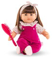 Bábika Julie Pink Grenadine Mon Grand Poupon Corolle s hnedými klipkajúcimi očami a dlhé hnedé vlasy s hrebeňom 36 cm