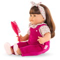 Bábika Julie Pink Grenadine Mon Grand Poupon Corolle s hnedými klipkajúcimi očami a dlhé hnedé vlasy s hrebeňom 36 cm