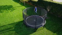 Trampolína s ochrannou sieťou a rebríkom PeakPro Exit Toys okrúhla priemer 427 cm čierna