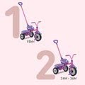 Trojkolka skladacia Folding Fun Trike 2in1 Pink smarTrike ružová s bezpečnostným pásom od 15 mes