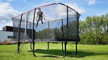 Trampolína s ochrannou sieťou a rebríkom PeakPro Exit Toys 275*458 cm čierna