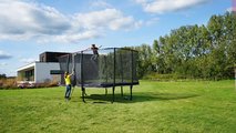 Trampolína s ochrannou sieťou a rebríkom PeakPro Exit Toys 275*458 cm čierna
