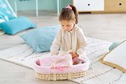 Prútený košík s prikrývkou a vankúšom pre bábiku Braided Basket Set Plush Corolle pre 36-42 cm bábiku