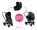 Kočík trojkombinácia pre bábiku Cybex Black 3in1 Priam Corolle skladací s multifunkčnými prednými kolesami pre 36-52 cm bábiku