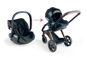 Kočík trojkombinácia pre bábiku Cybex Black 3in1 Priam Corolle skladací s multifunkčnými prednými kolesami pre 36-52 cm bábiku