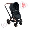 Kočík trojkombinácia pre bábiku Cybex Black 3in1 Priam Corolle skladací s multifunkčnými prednými kolesami pre 36-52 cm bábiku