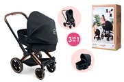 Kočík trojkombinácia pre bábiku Cybex Black 3in1 Priam Corolle skladací s multifunkčnými prednými kolesami pre 36-52 cm bábiku