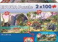 Puzzle panoramatické Dino Educa 2x100 dielov od 5 rokov