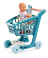 Nákupný vozík s 30 cm bábikou Trolley Doll Vert Azur Écoiffier 8 doplnkov so smartfónom od 18 mes
