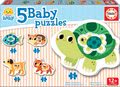 Puzzle pre najmenších Baby 5 Educa Zvieratká s korytnačkou od 12 mes