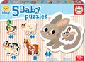 Puzzle pre najmenších Baby 5 Educa Zvieratká so zajačikom od 12 mes
