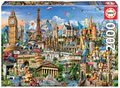 Puzzle Europe Landmarks Educa 2000 dielov a Fix lepidlo od 11 rokov