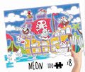 Puzzle vymaľovánky Piráti Colouring Activities v kufríku Educa 100 dielov - maľovanie s neónovými fixkami od 6 rokov