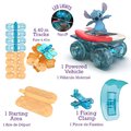 Flexibilná autodráha Flextreme Stitch Set Smoby s elektronickým autíčkom 184 dielov dráhy 4,4 m dĺžka od 4 rokov