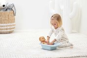 Opatrovateľská súprava pre bábiku Nursery 3v1 Écoiffier prebaľovací stolík jedálenská stolička a vanička s nočníkom 14 doplnkov od 18 mes