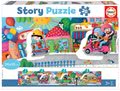 Puzzle pre najmenších Story Vehicles in the City Educa rozprávka Cestujeme po meste 26 dielov