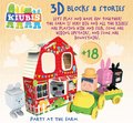 Skladačka Kiubis 3D Blocks & Stories Party at the Farm Educa 5 figúrok s traktorom a farmou od 24 mes